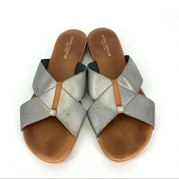 Andre Assous Elastic silver slide sandals - Picture 5 of 5